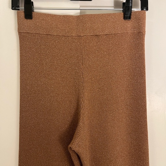 NWT A.L.C. Quentin Knit Wide-Leg Pants in Metallic/Brown, Size XS - Picture 10 of 15